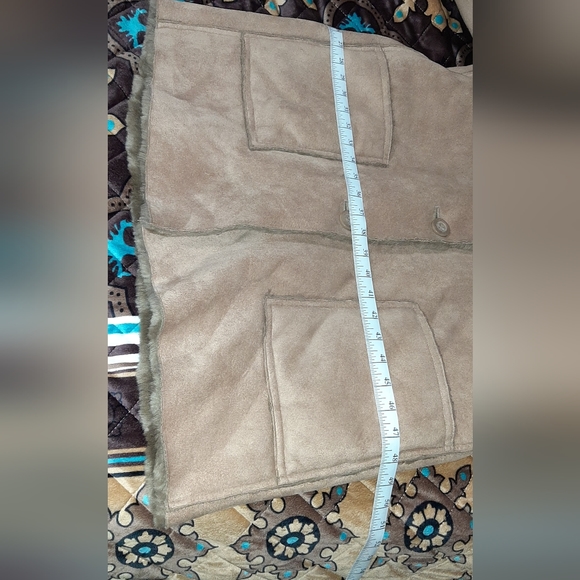 Fuda New York Coat Jacket Womens Sz L Tan Beige Acrylic Suede - Picture 4 of 6